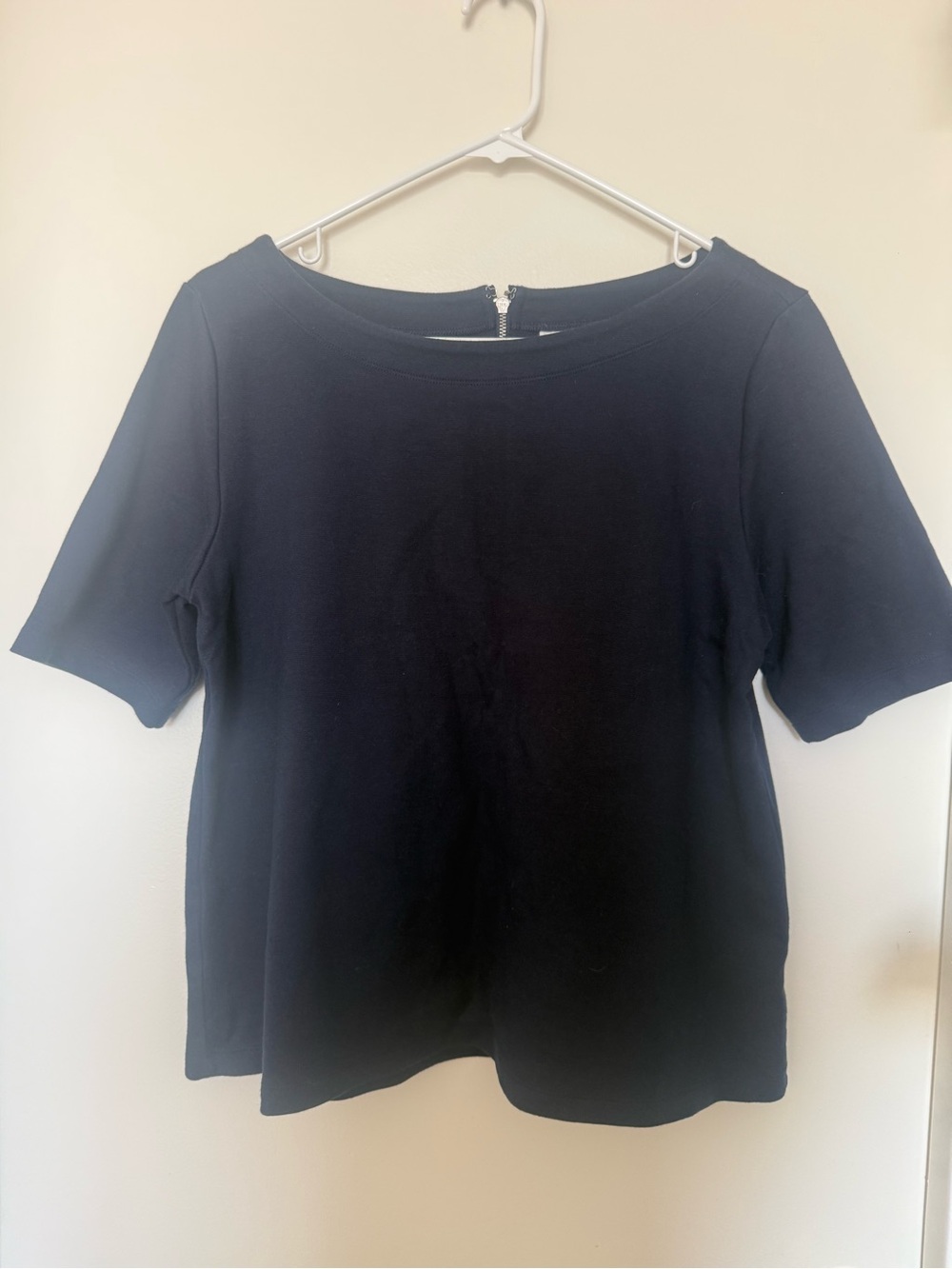 Gap Gwen Top True Indigo Navy Back Zip Short Sleeve Top M